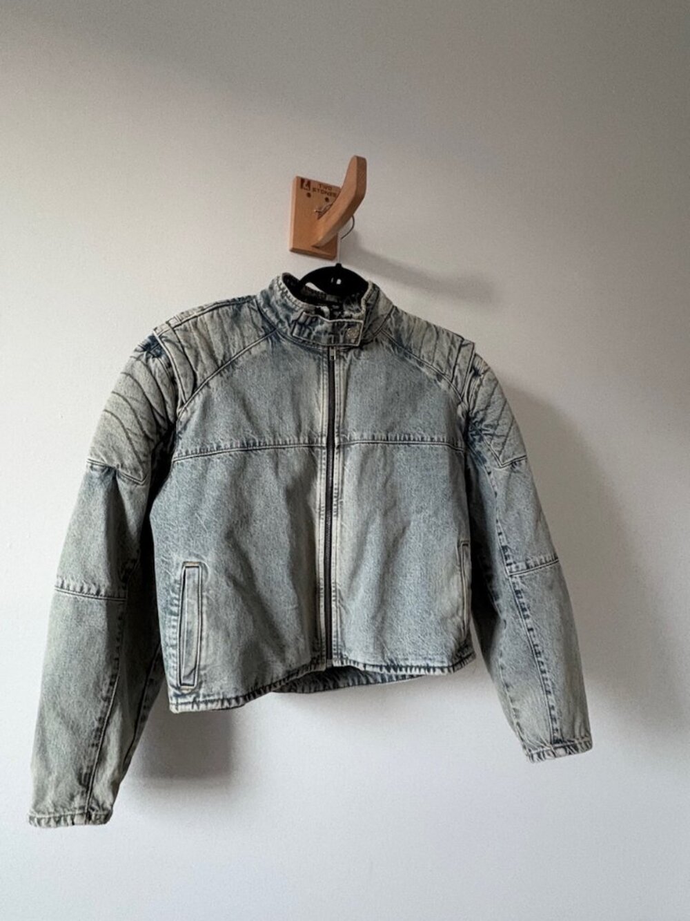 ACID wash denim motorcyle jacket
